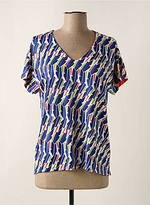 Top stretch manches courtes bleu SCORZZO femme