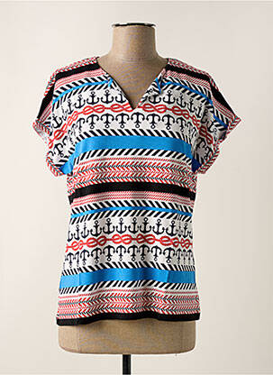 Top tissage jersey manches courtes blanc CHRISTINE LAURE femme