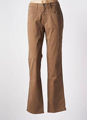 Pantalon droit fermeture zippée sous rabat boutonné marron CLOSED femme
