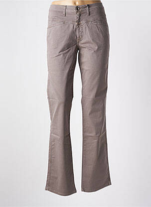 Pantalon droit fermeture zippée sous rabat boutonné gris CLOSED femme