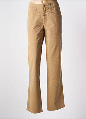 Pantalon droit fermeture zippée sous rabat boutonné beige CLOSED femme
