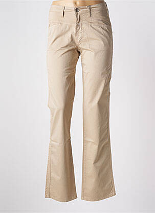 Pantalon droit fermeture zippée sous rabat boutonné beige CLOSED femme
