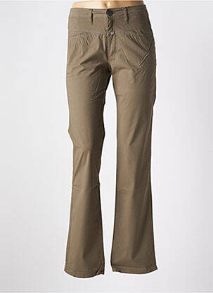 Pantalon droit fermeture zippée sous rabat boutonné vert CLOSED femme