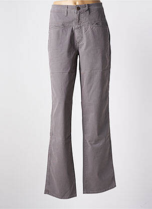 Pantalon droit fermeture zippée sous rabat boutonné gris CLOSED femme