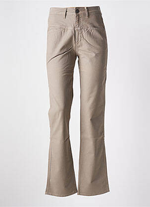 Pantalon droit fermeture zippée sous rabat boutonné beige CLOSED femme