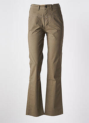 Pantalon droit fermeture zippée sous rabat boutonné vert CLOSED femme