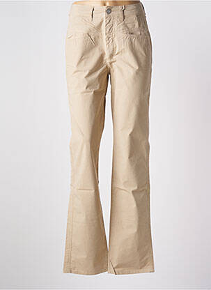 Pantalon droit fermeture zippée sous rabat boutonné beige CLOSED femme