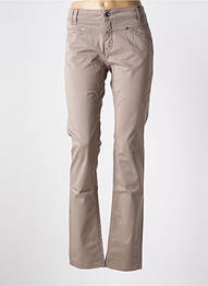 Pantalon droit fermeture zippée sous rabat boutonné beige CLOSED femme