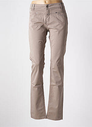 Pantalon droit fermeture zippée sous rabat boutonné beige CLOSED femme