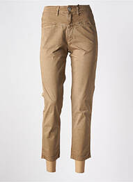 Pantalon 7/8 fermeture zippée sous rabat boutonné beige CLOSED femme