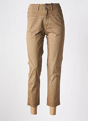 Pantalon 7/8 fermeture zippée sous rabat boutonné beige CLOSED femme