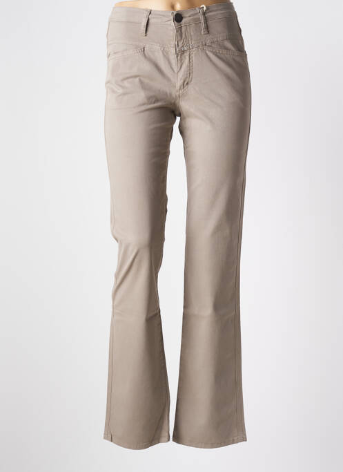 Pantalon droit fermeture zippée sous rabat boutonné gris CLOSED femme