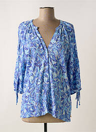Chemisier tissage crêpe manches longues bleu FABIENNE CHAPOT femme