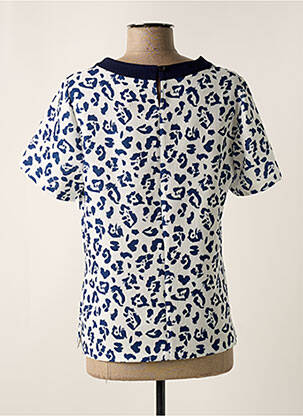 Top tissage crêpe manches courtes bleu FRANCE RIVOIRE femme