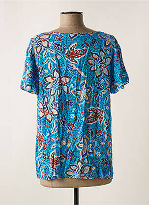 Blouse tissage popeline sans manche bleu CHRISTINE LAURE femme