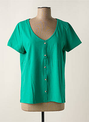 Top tissage jersey manches courtes vert C'EST BEAU LA VIE femme