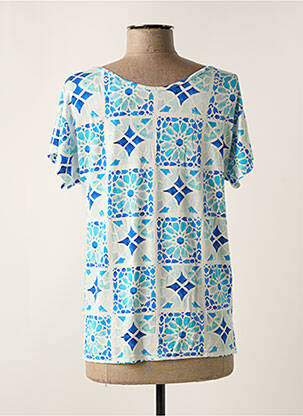 T-shirt imprimé fantaisie manches courtes bleu LEO & UGO femme