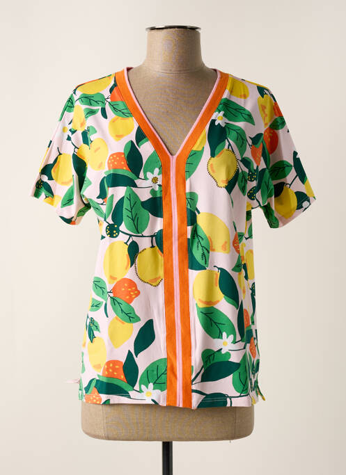Top tissage jersey manches courtes jaune LEO & UGO femme