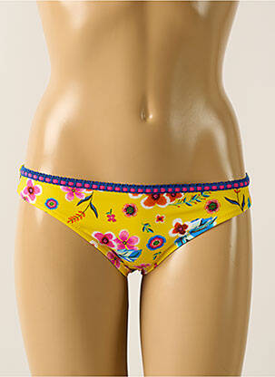 Bas de maillot de bain imprimé fleurs culotte jaune ANTIGEL femme