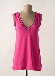 Pull col v sans manche rose SCORZZO femme