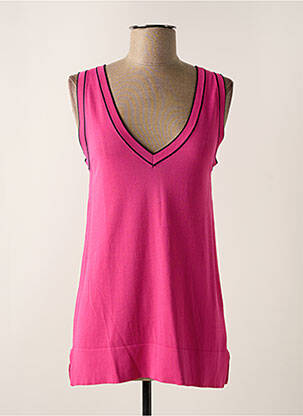 Pull col v sans manche rose SCORZZO femme