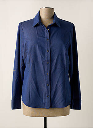 Chemisier coupe cintrée manches longues bleu FRANCE RIVOIRE femme