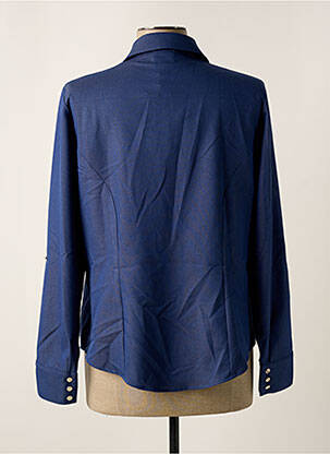 Chemisier coupe cintrée manches longues bleu FRANCE RIVOIRE femme