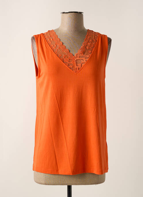 Top tissage jersey sans manche orange CREAM femme