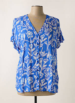 Chemisier manches courtes manches courtes bleu LEO & UGO femme
