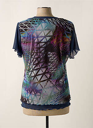 Top imprimé fantaisie manches courtes bleu FRANCE RIVOIRE femme