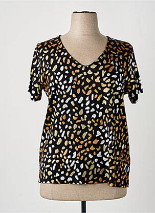T-shirt col v manches courtes noir LEO & UGO femme