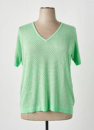 Pull coupe cintrée manches courtes vert LEO & UGO femme