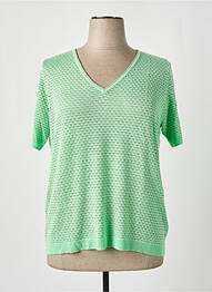 Pull coupe cintrée manches courtes vert LEO & UGO femme