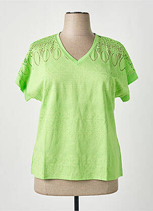 T-shirt coupe droite manches courtes vert LEO & UGO femme