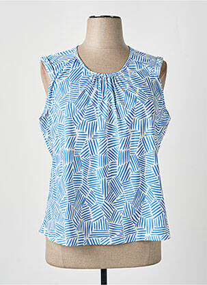 Blouse tissage popeline sans manche bleu SIGNE NATURE femme