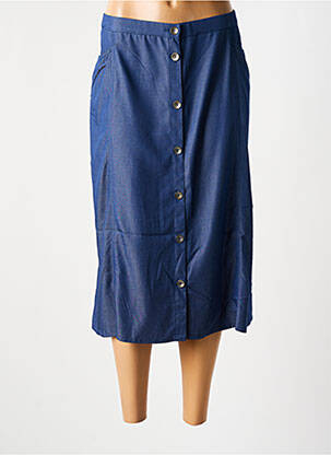 Jupe mi-longue taille à pinces bleu FRANCE RIVOIRE femme