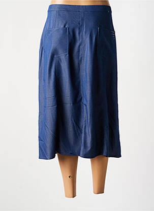 Jupe mi-longue taille à pinces bleu FRANCE RIVOIRE femme