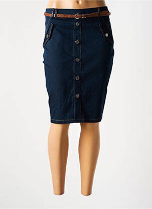 Jupe mi-longue stretch bleu CHRISTINE LAURE femme