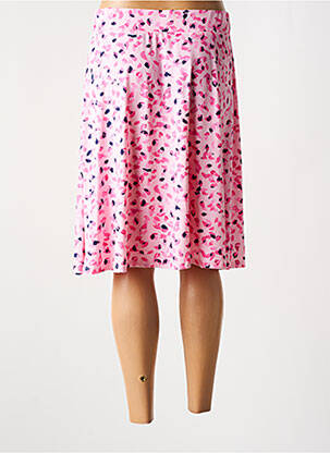 Jupe mi-longue taille haute rose MARBLE femme