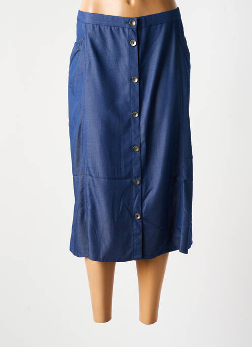 Jupe mi-longue stretch bleu FRANCE RIVOIRE femme