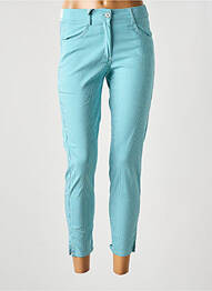Pantalon 7/8 tissage popeline taille normale bleu EAST DRIVE femme