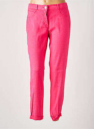 Pantalon 7/8 fermeture zippée sous rabat boutonné taille normale rose EAST DRIVE femme