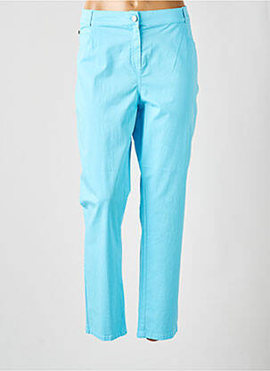 Pantalon droit tissage popeline taille normale bleu FRANCE RIVOIRE femme