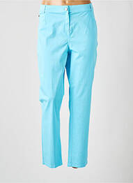 Pantalon droit tissage popeline taille normale bleu FRANCE RIVOIRE femme