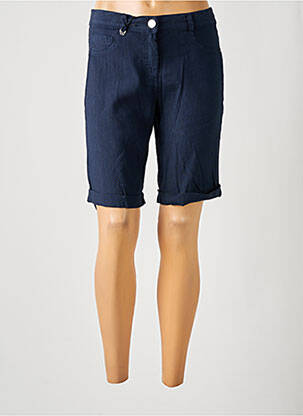 Bermuda taille à pinces taille haute bleu EAST DRIVE femme