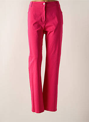 Pantalon droit stretch taille haute rose fonce PAUSE CAFE femme