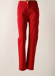 Pantalon slim tissage popeline taille haute rouge PAUSE CAFE femme
