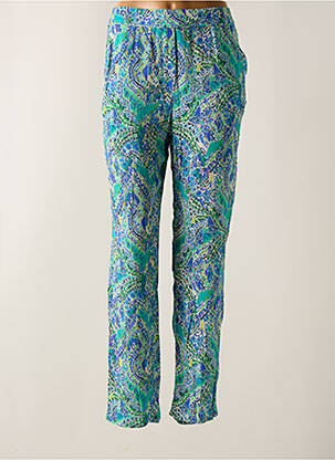Pantalon droit tissage crêpe taille haute bleu JULIE GUERLANDE femme