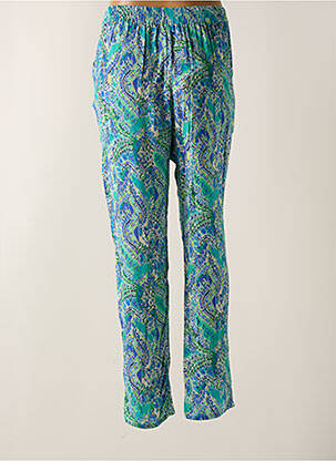 Pantalon droit tissage crêpe taille haute bleu JULIE GUERLANDE femme