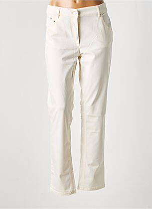 Pantalon slim tissage popeline taille normale beige ZERRES femme